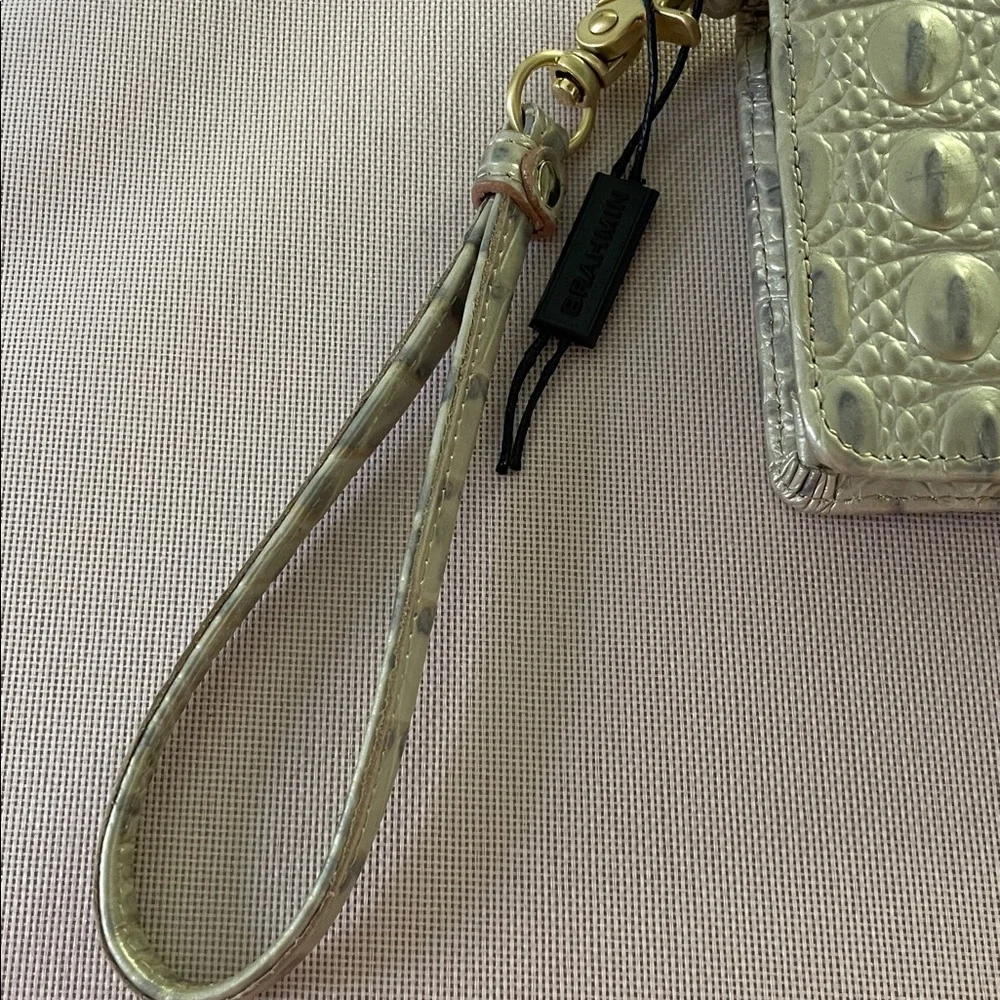 Brahmin Cream Croc-Embossed Wristlet - Picture 3 of 12